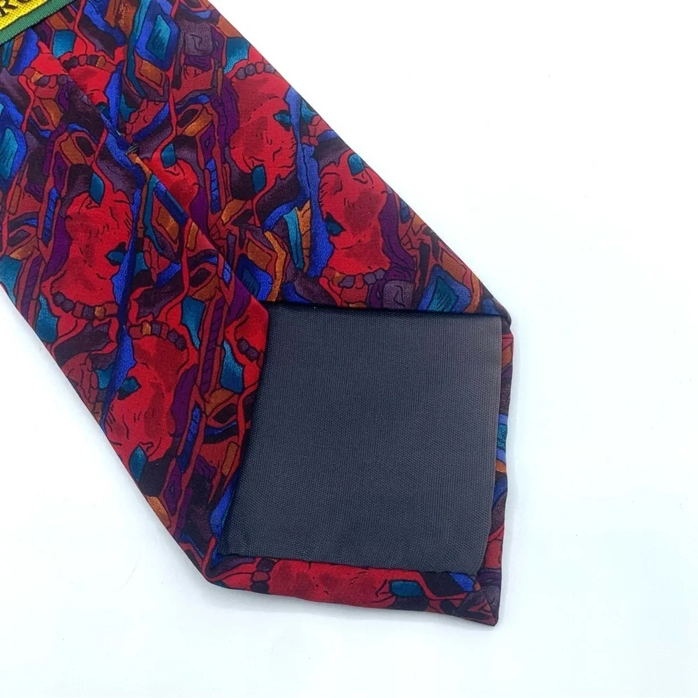 Vintage J. Garcia Silk Abstract Tie Red Blue Purple Grateful Dead Style